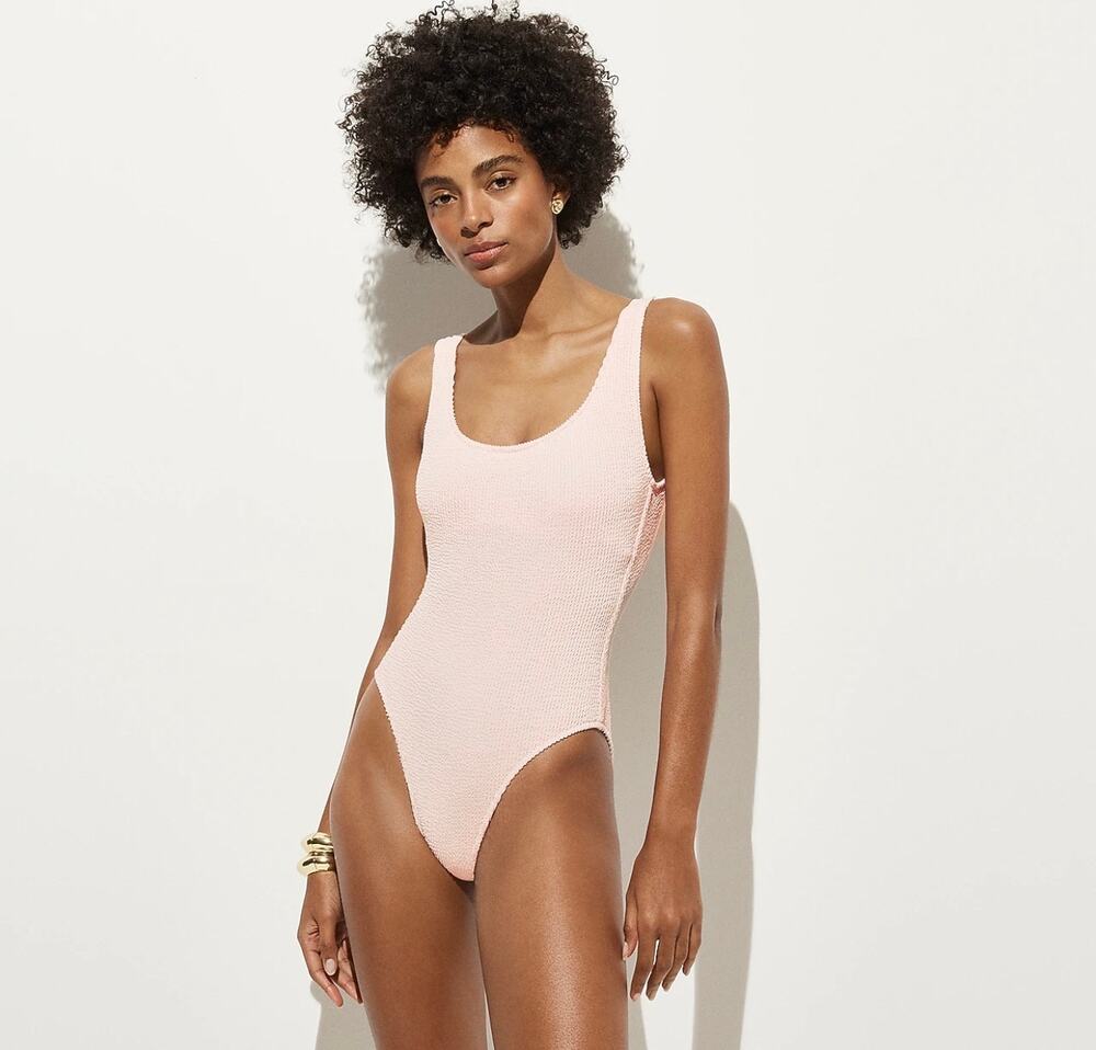 New J. Crew scrunchie pink Claudia one piece swimsuit sz 8